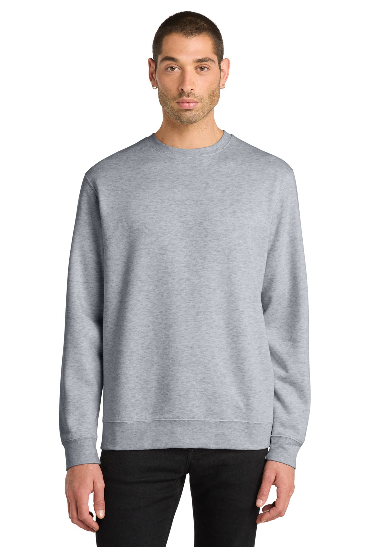 Custom Embroidered District Sweatshirts in Light Heather Grey