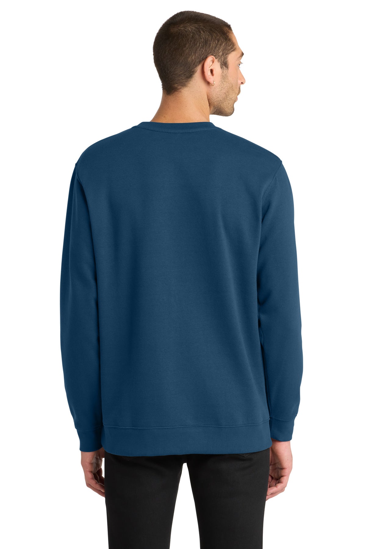 Custom Embroidered District Sweatshirts in Neptune Blue
