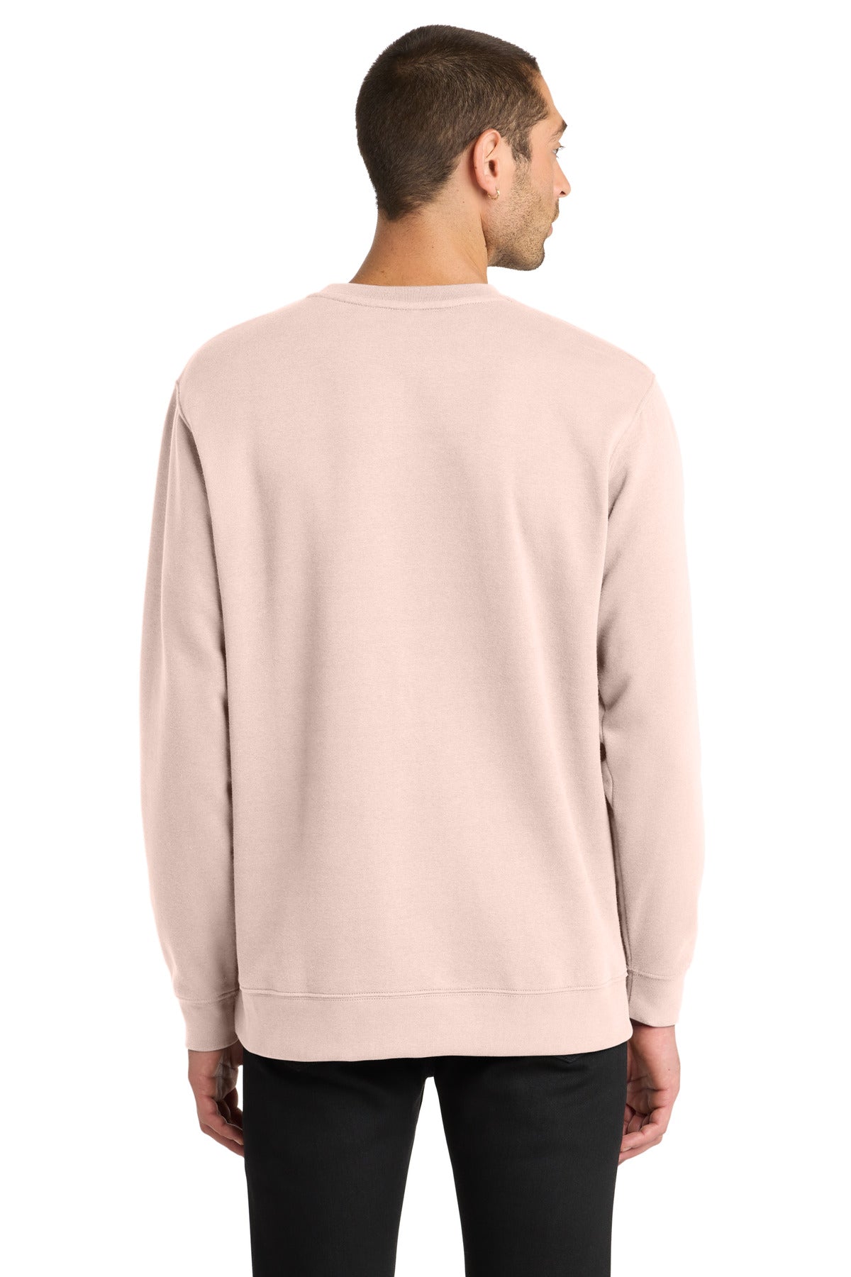 Custom Embroidered District Sweatshirts in Rosewater Pink