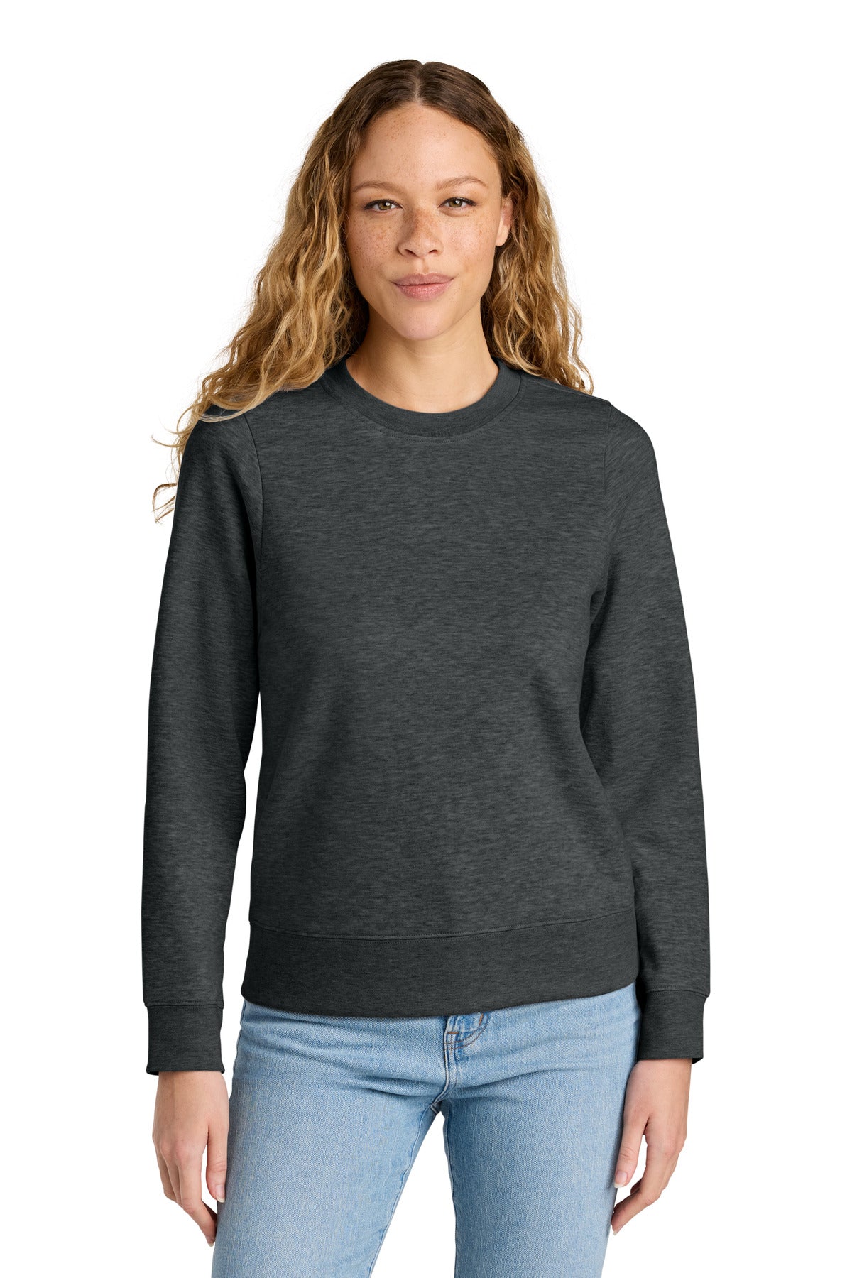Custom Embroidered District Sweatshirts in Heathered Charcoal