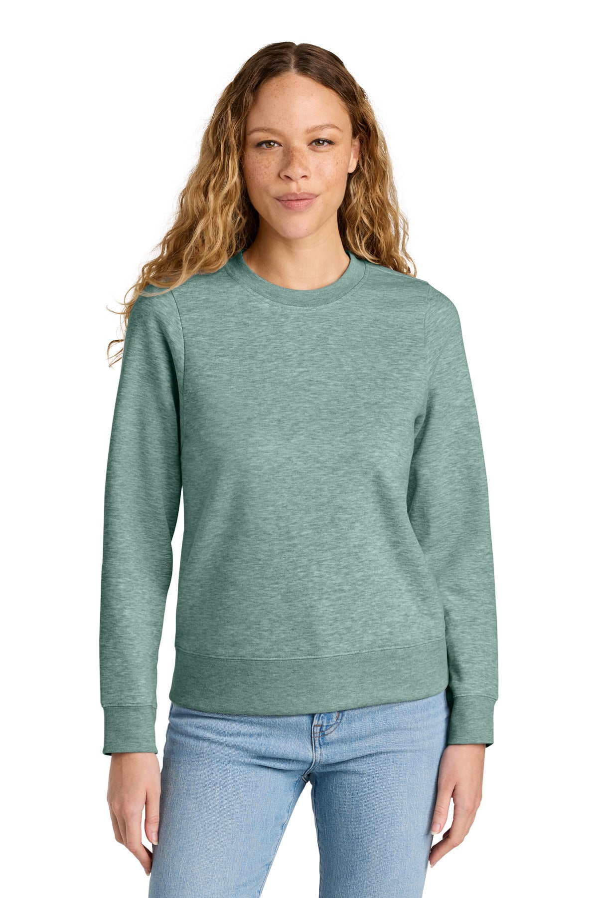 Custom Embroidered District Sweatshirts in Heathered Dusty Sage
