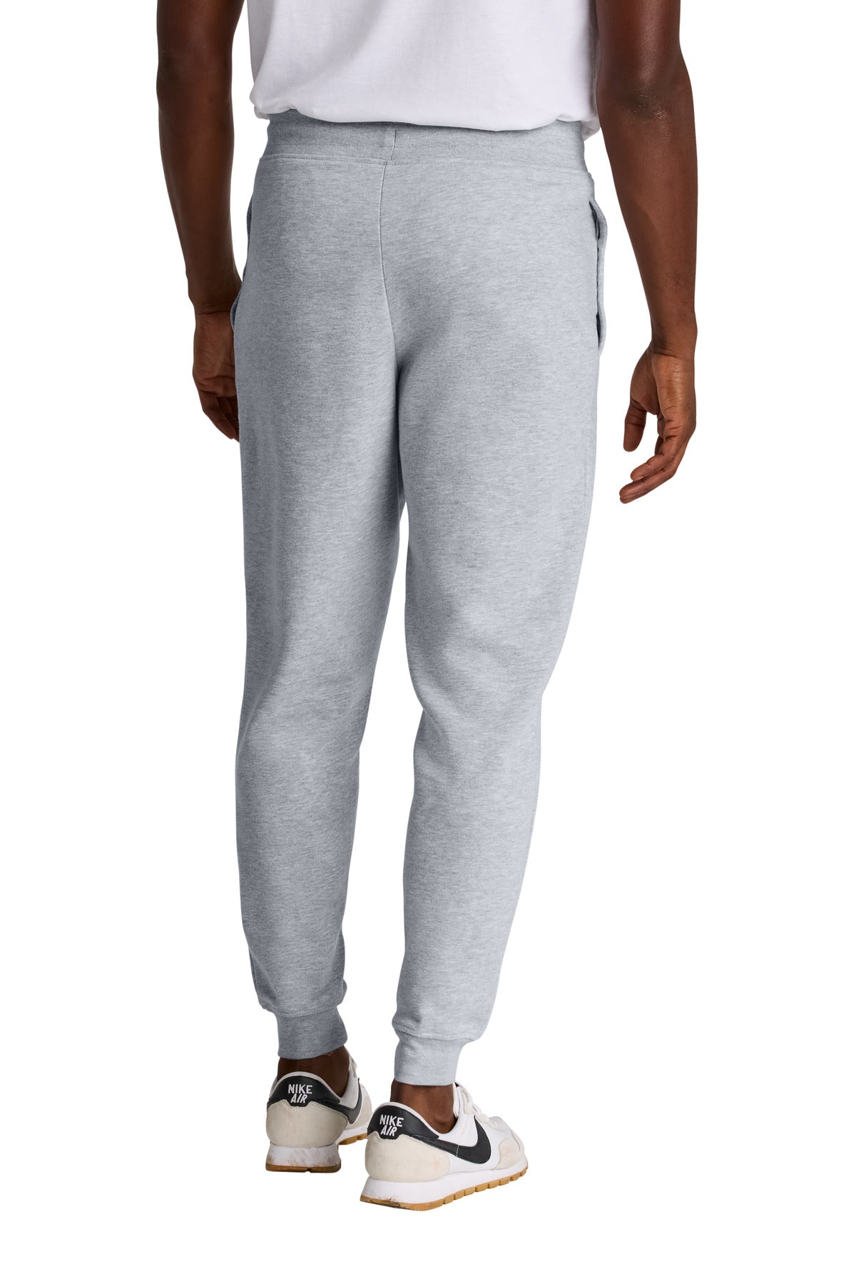 Custom Embroidered District Bottoms in Light Heather Grey