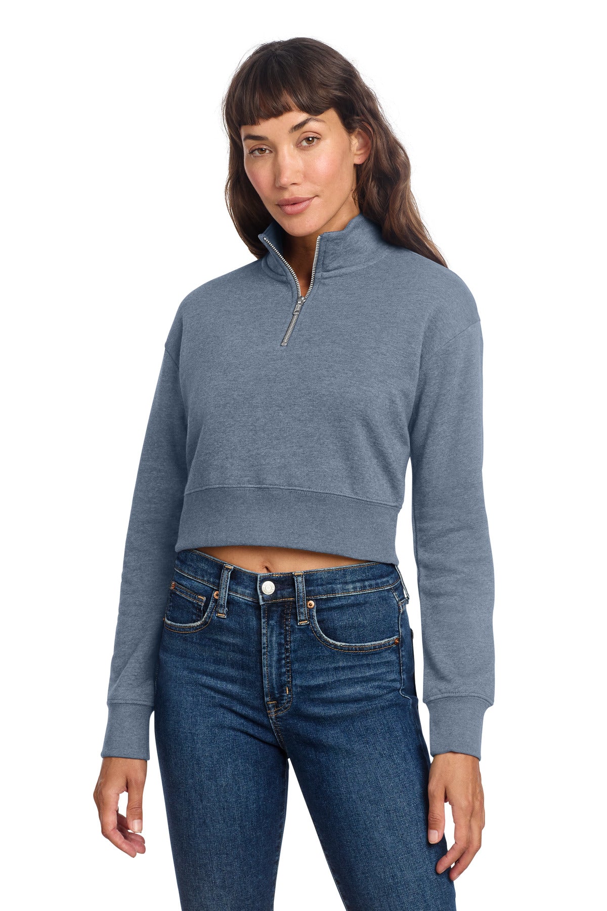 Custom Embroidered District Sweatshirts/Fleece in Flint Blue Heather
