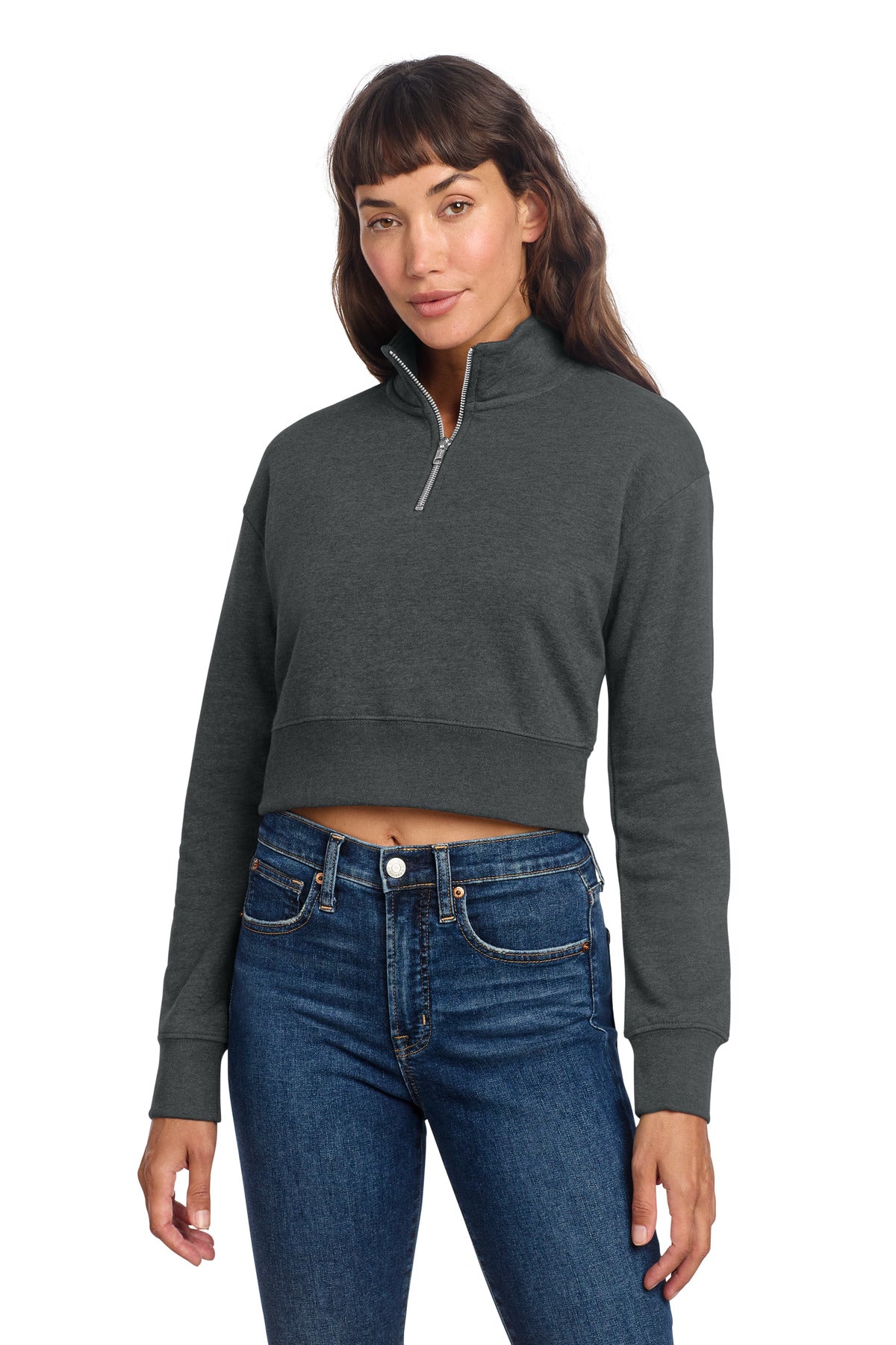 Custom Embroidered District Sweatshirts/Fleece in Heathered Charcoal
