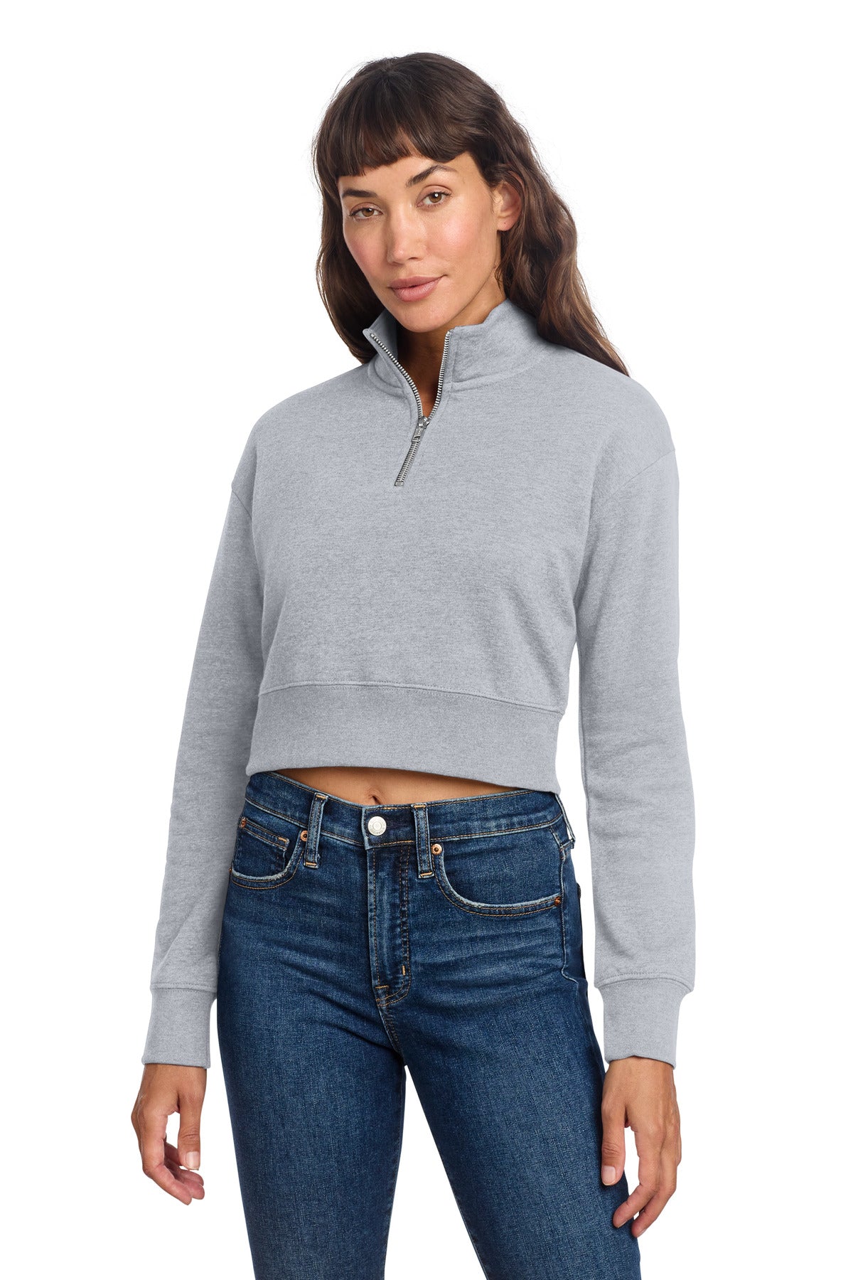 Custom Embroidered District Sweatshirts/Fleece in Light Heather Grey