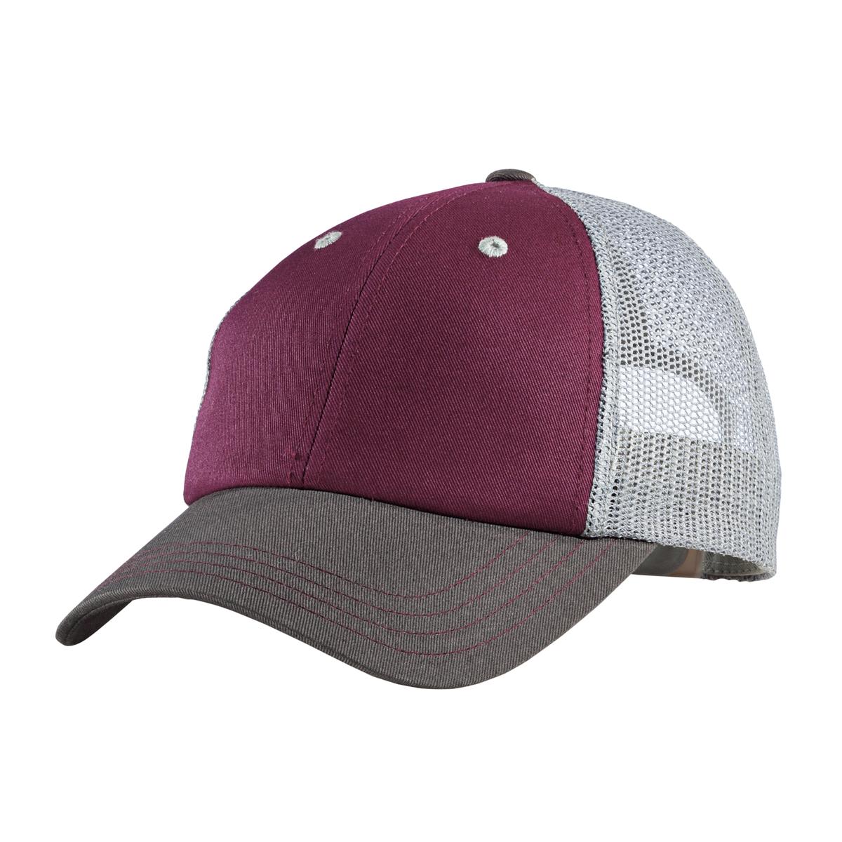 Custom Embroidered District Caps in Maroon/ Charcoal/ Grey