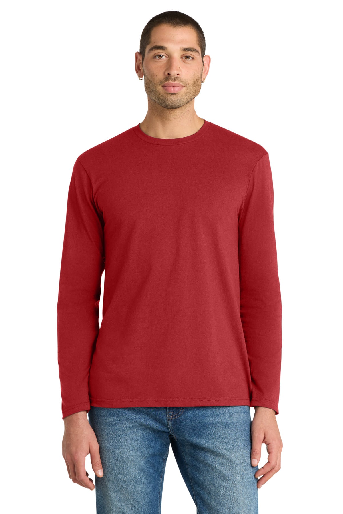 Custom Embroidered District T-Shirts  in Classic Red