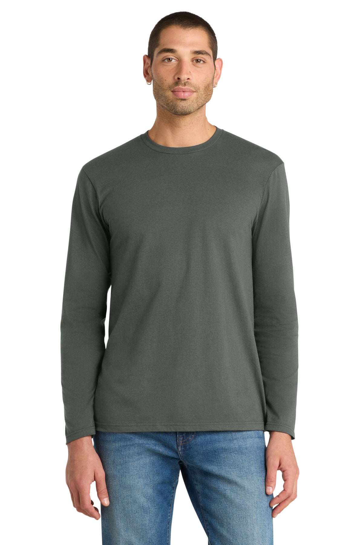 Custom Embroidered District T-Shirts  in Deepest Grey