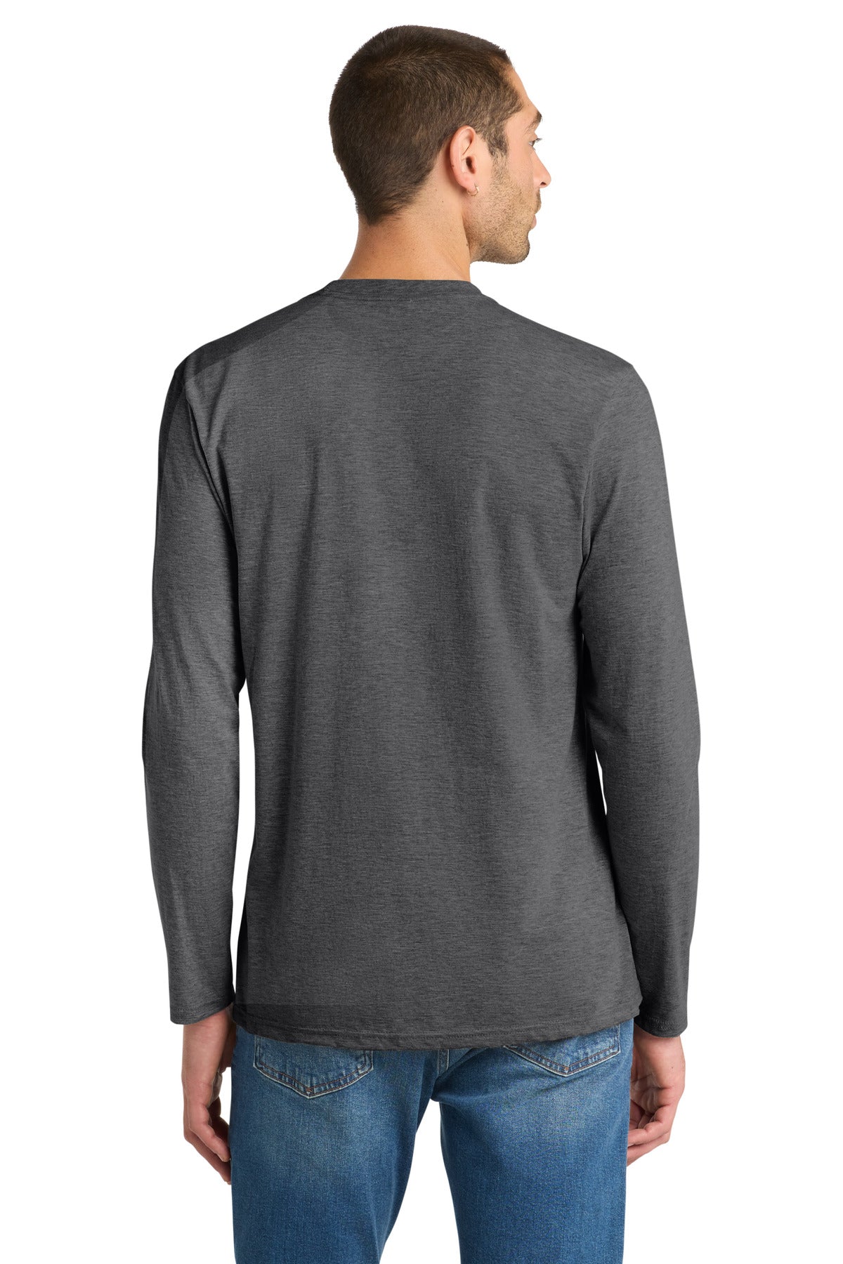 Custom Embroidered District T-Shirts  in Heathered Charcoal