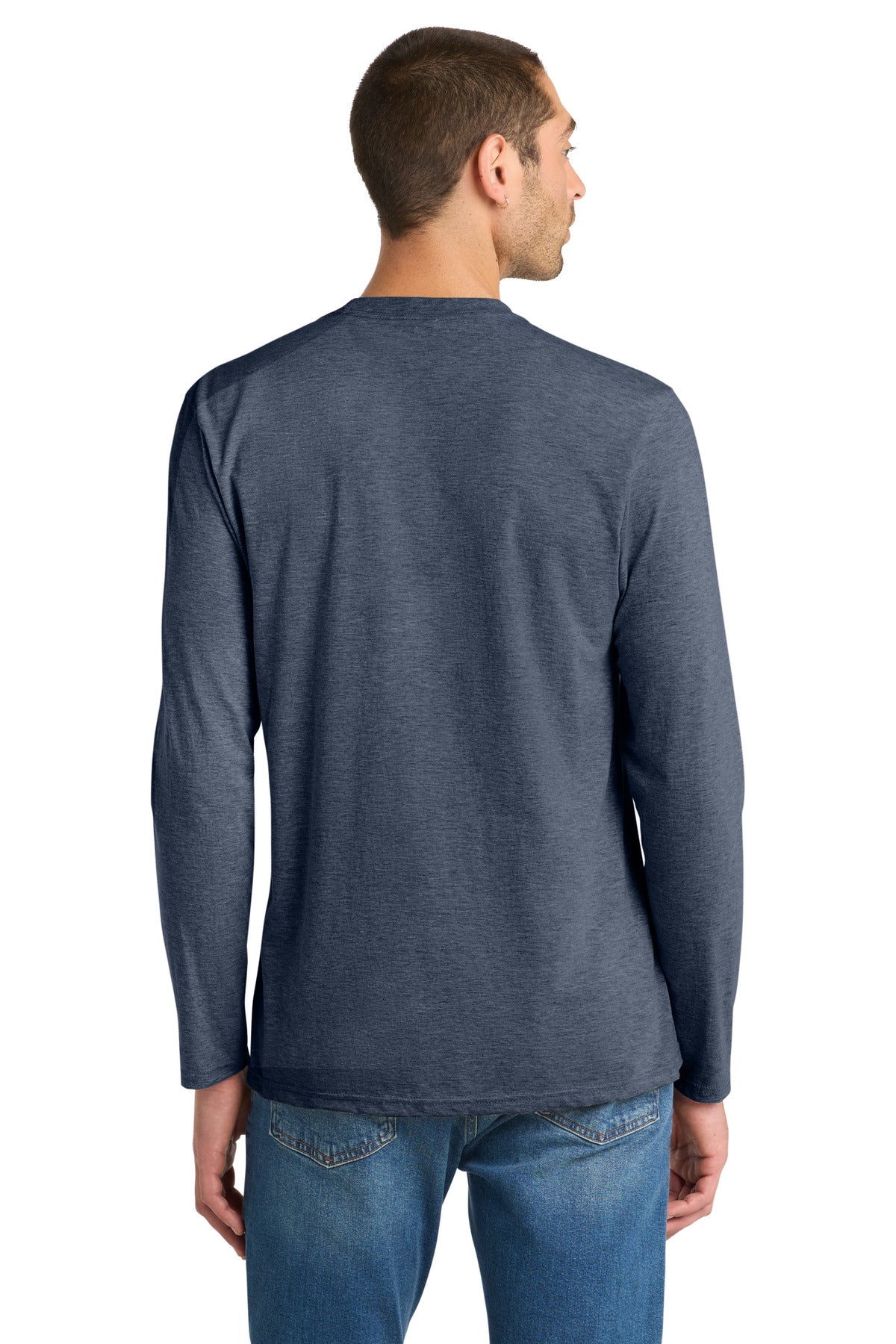 Custom Embroidered District T-Shirts  in Heathered Navy