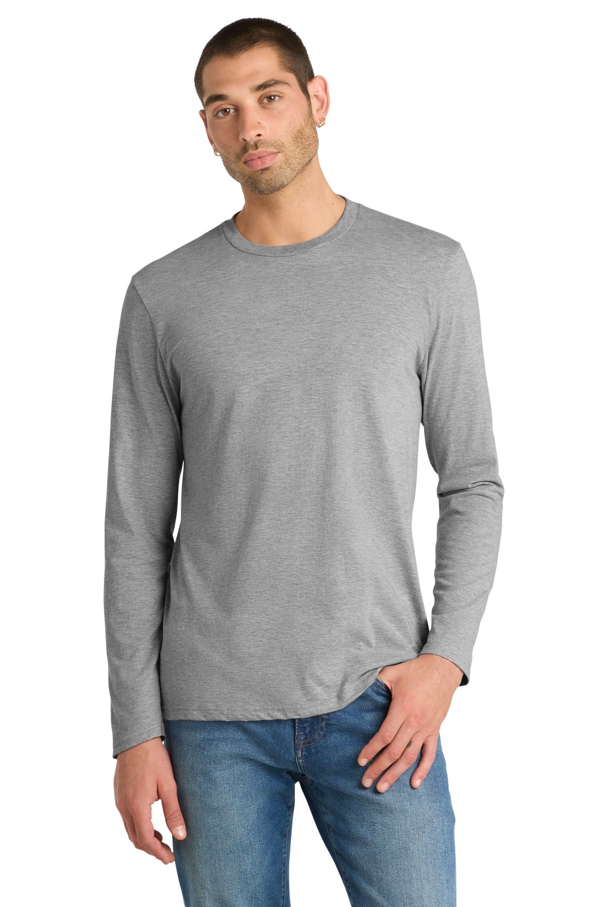 Custom Embroidered District T-Shirts  in Light Heather Grey