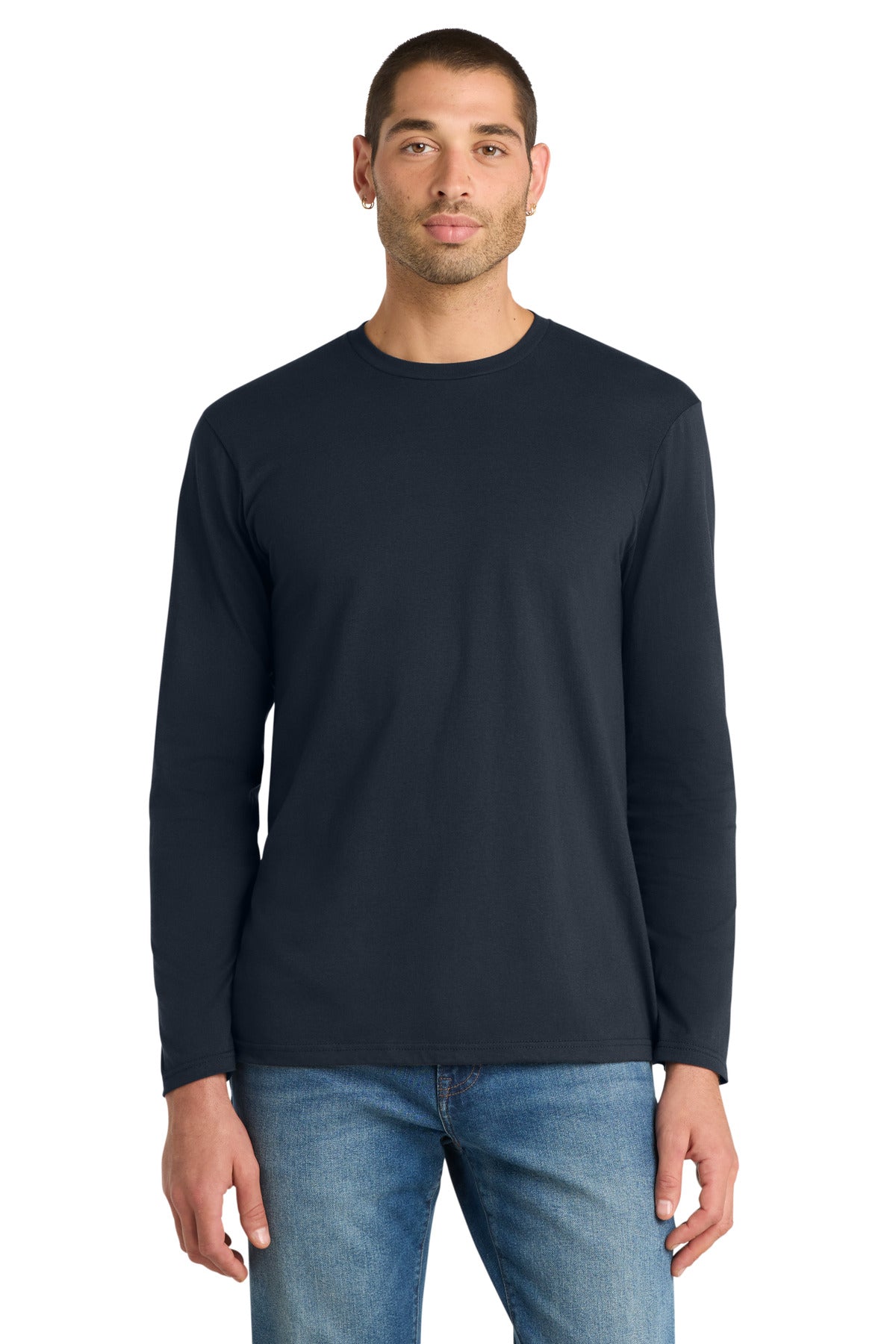 Custom Embroidered District T-Shirts  in New Navy