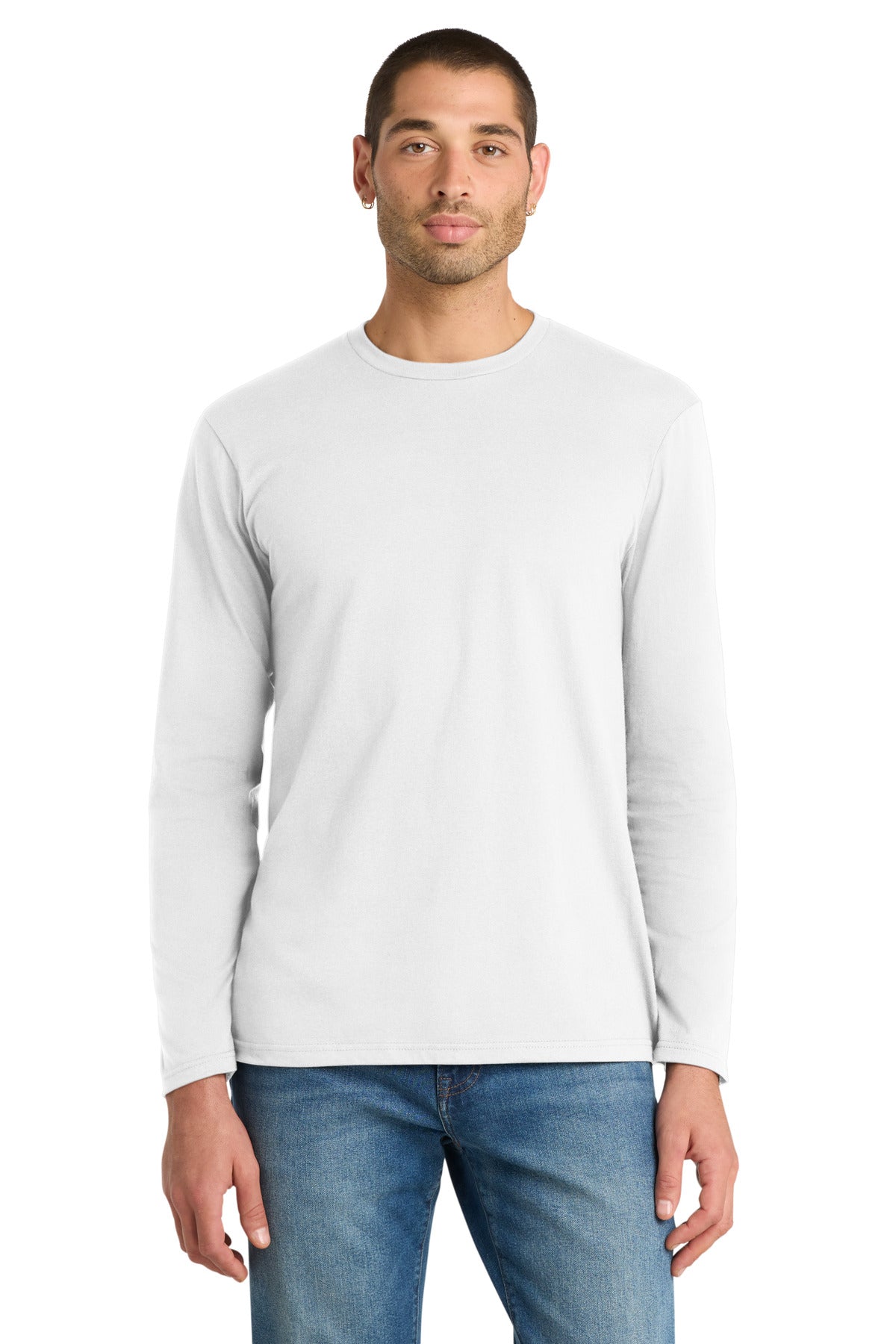 Custom Embroidered District T-Shirts  in White