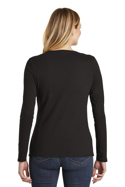 Custom Embroidered District  Women's Very Important Tee  Long Sleeve V-Neck. DT6201,Black