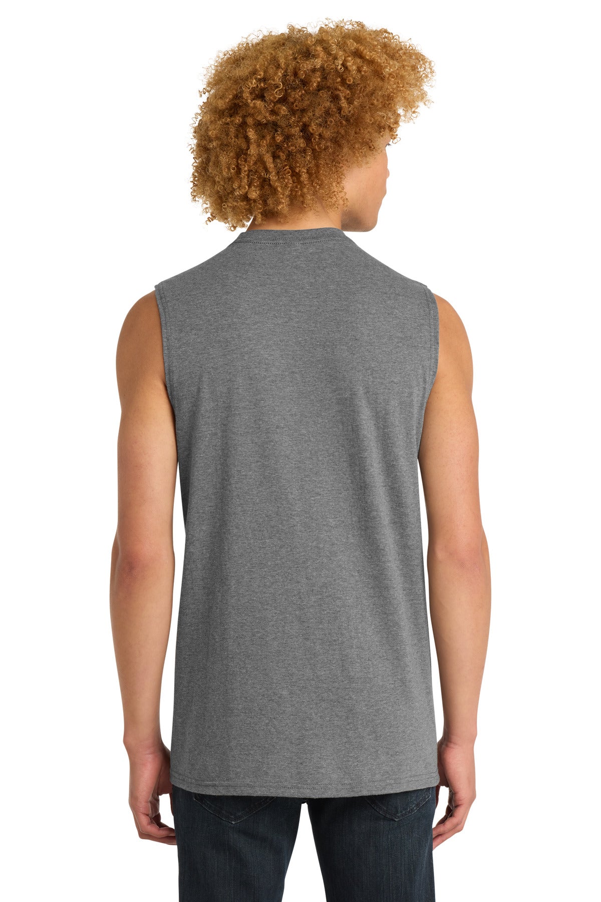 Custom Embroidered District T-Shirts  in Grey Frost