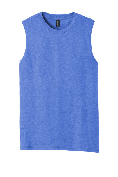 Custom Embroidered District T-Shirts  in Royal Frost