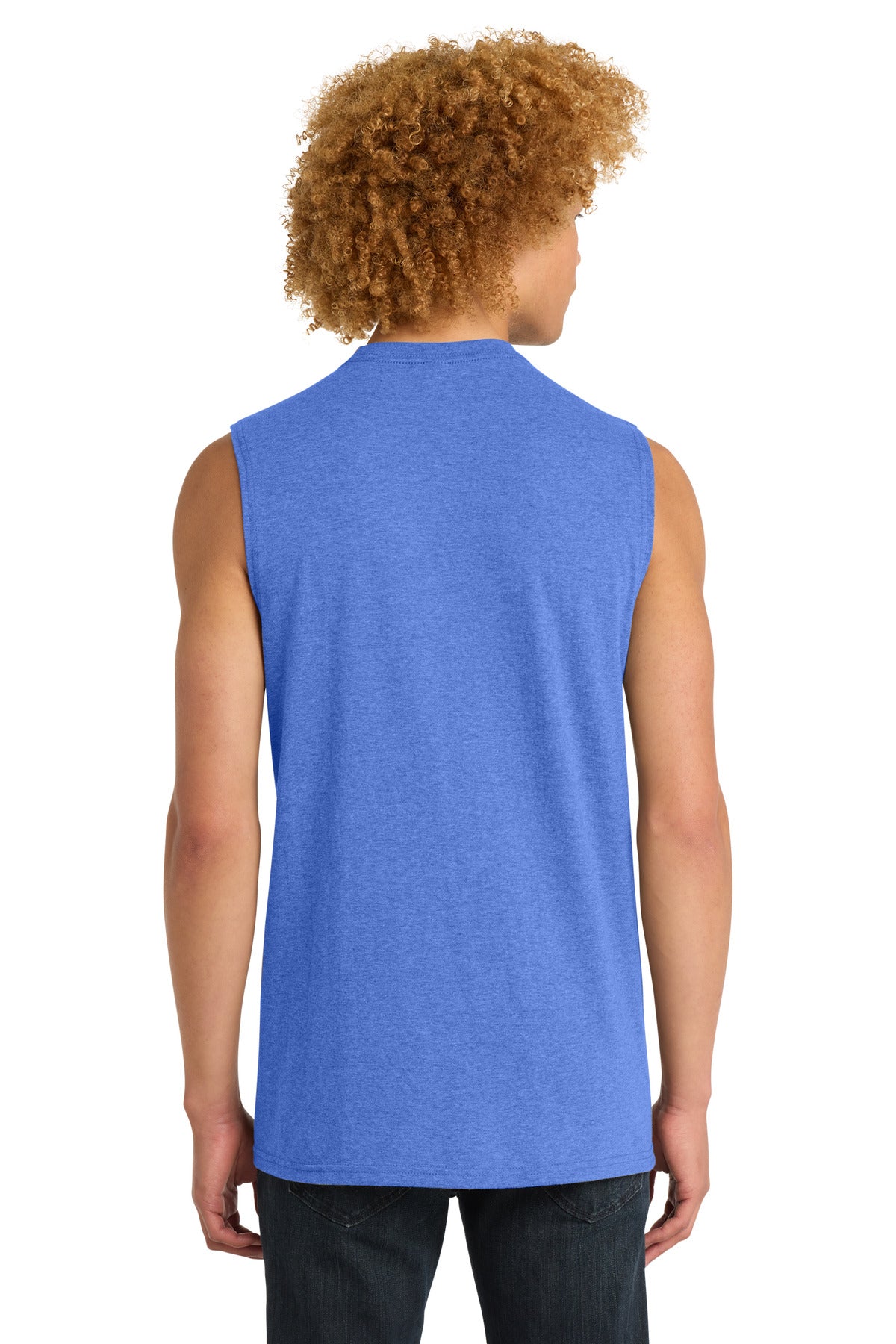 Custom Embroidered District T-Shirts  in Royal Frost