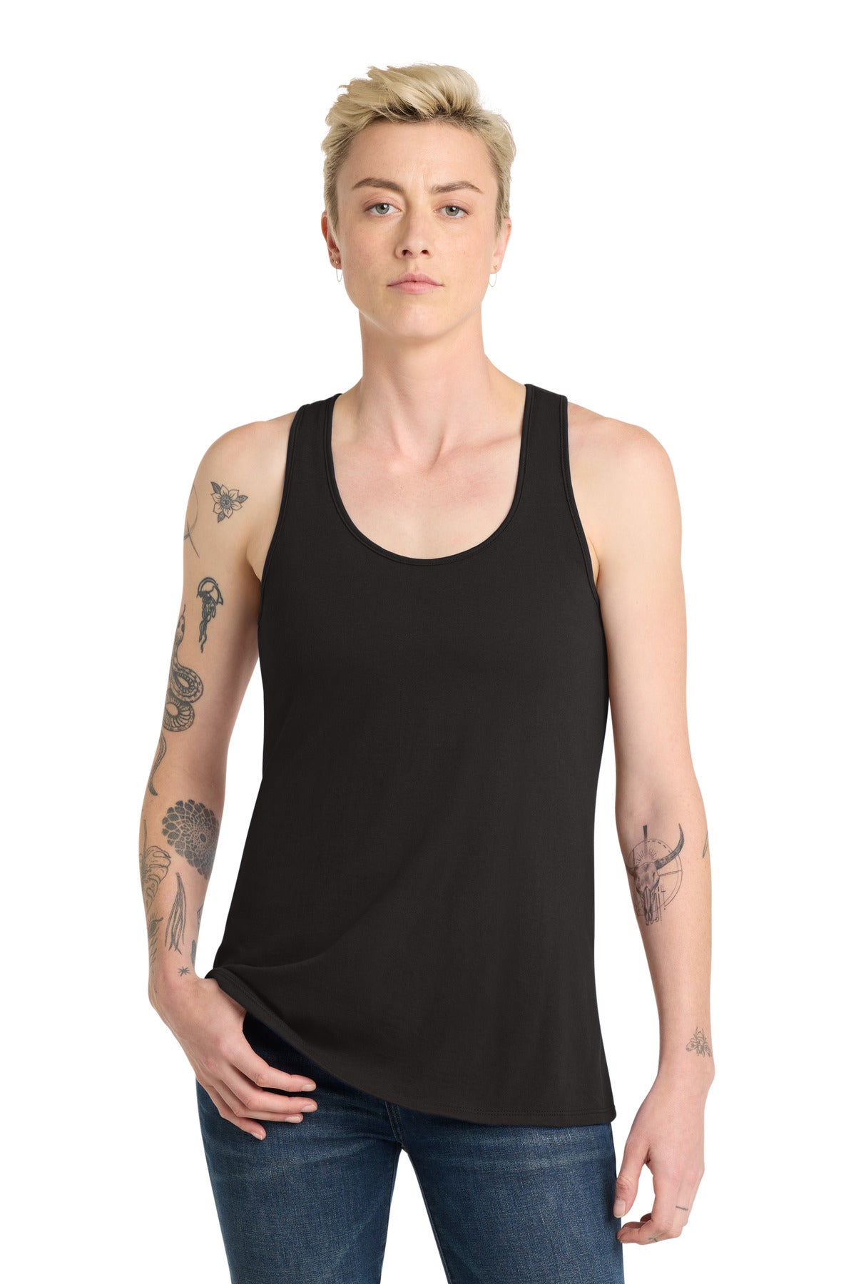 Custom Embroidered District T-Shirts  in Black