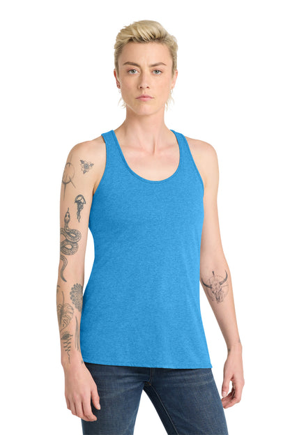 Custom Embroidered District T-Shirts  in Heathered Bright Turquoise