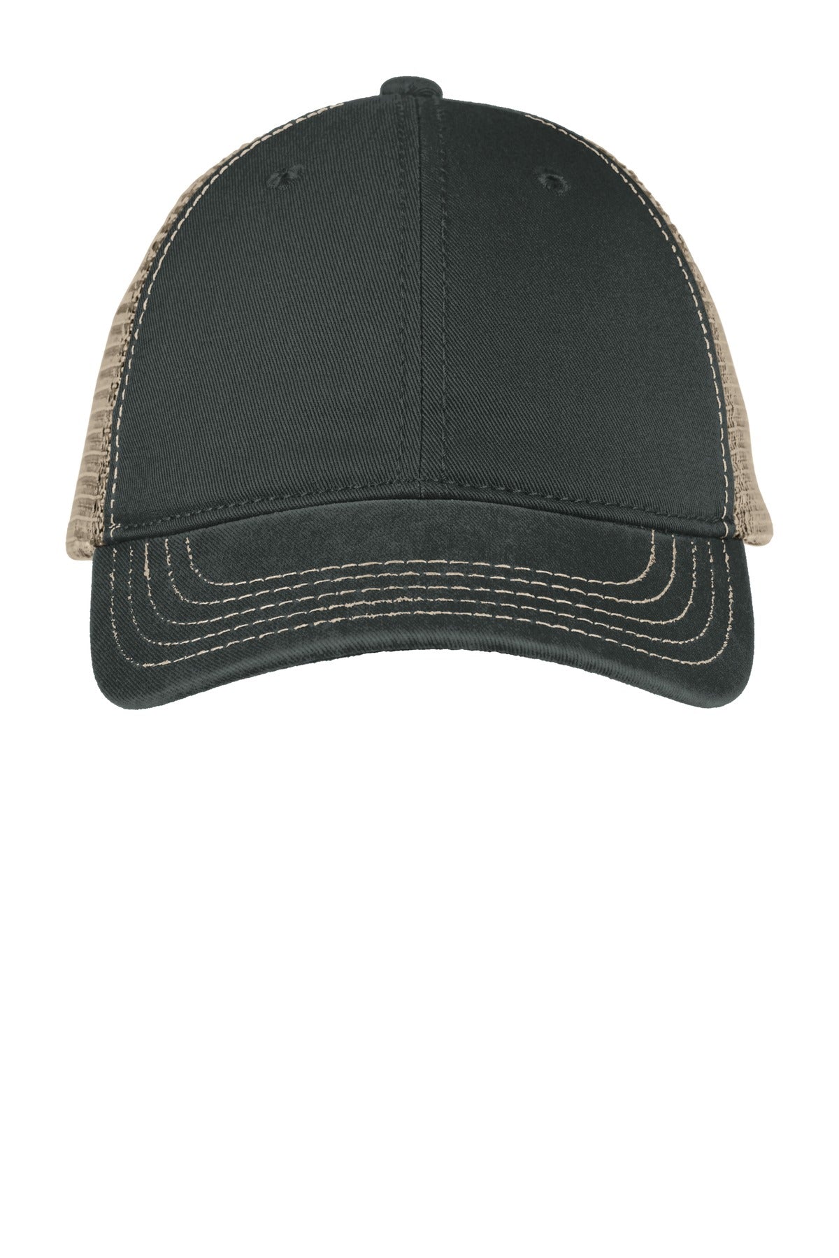 Custom Embroidered District Caps in Black/ Khaki