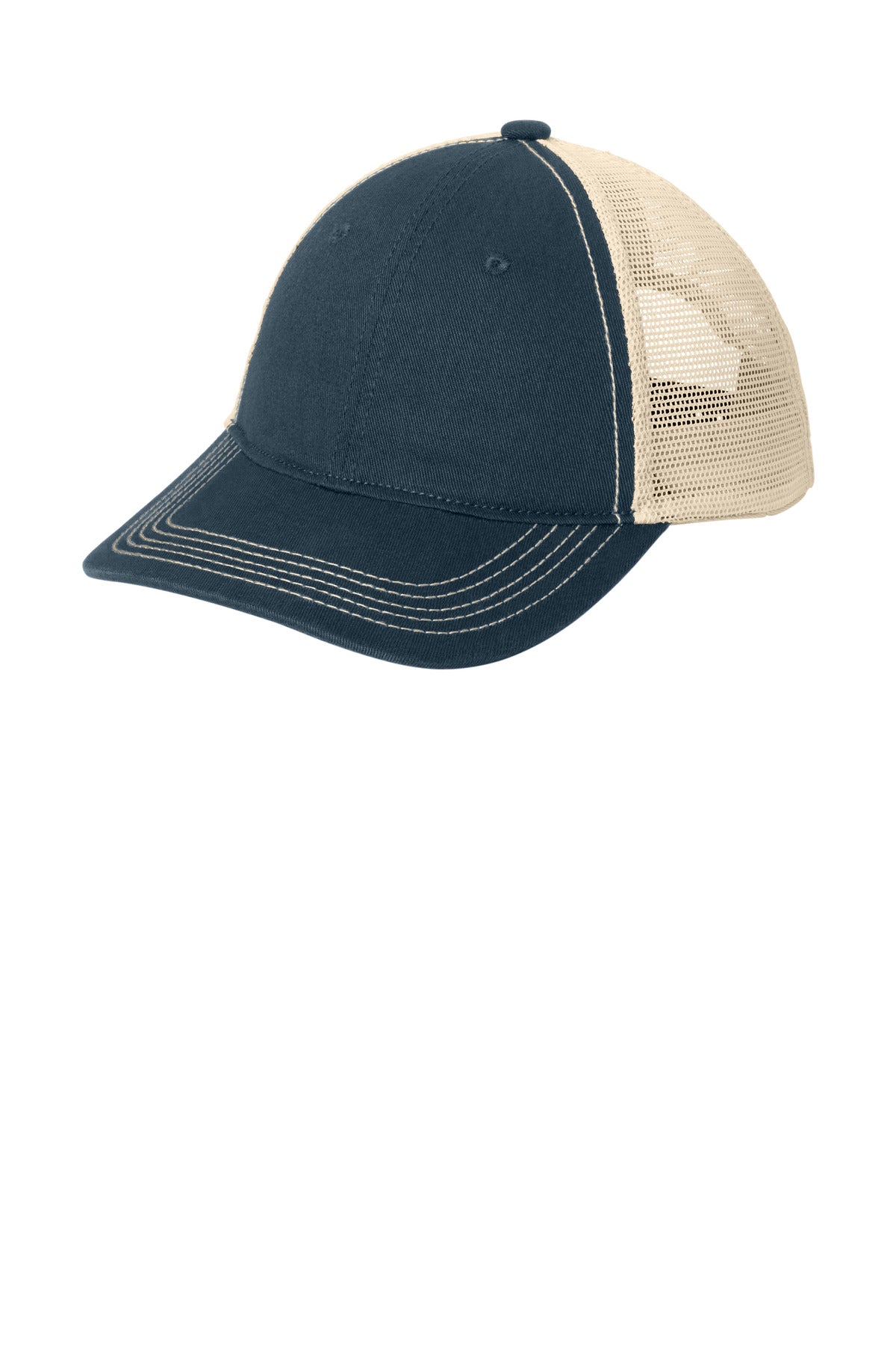 Custom Embroidered District Caps in New Navy/ Stone