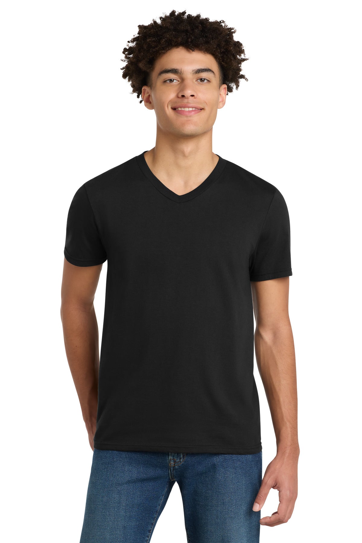 Custom Embroidered District T-Shirts  in Black