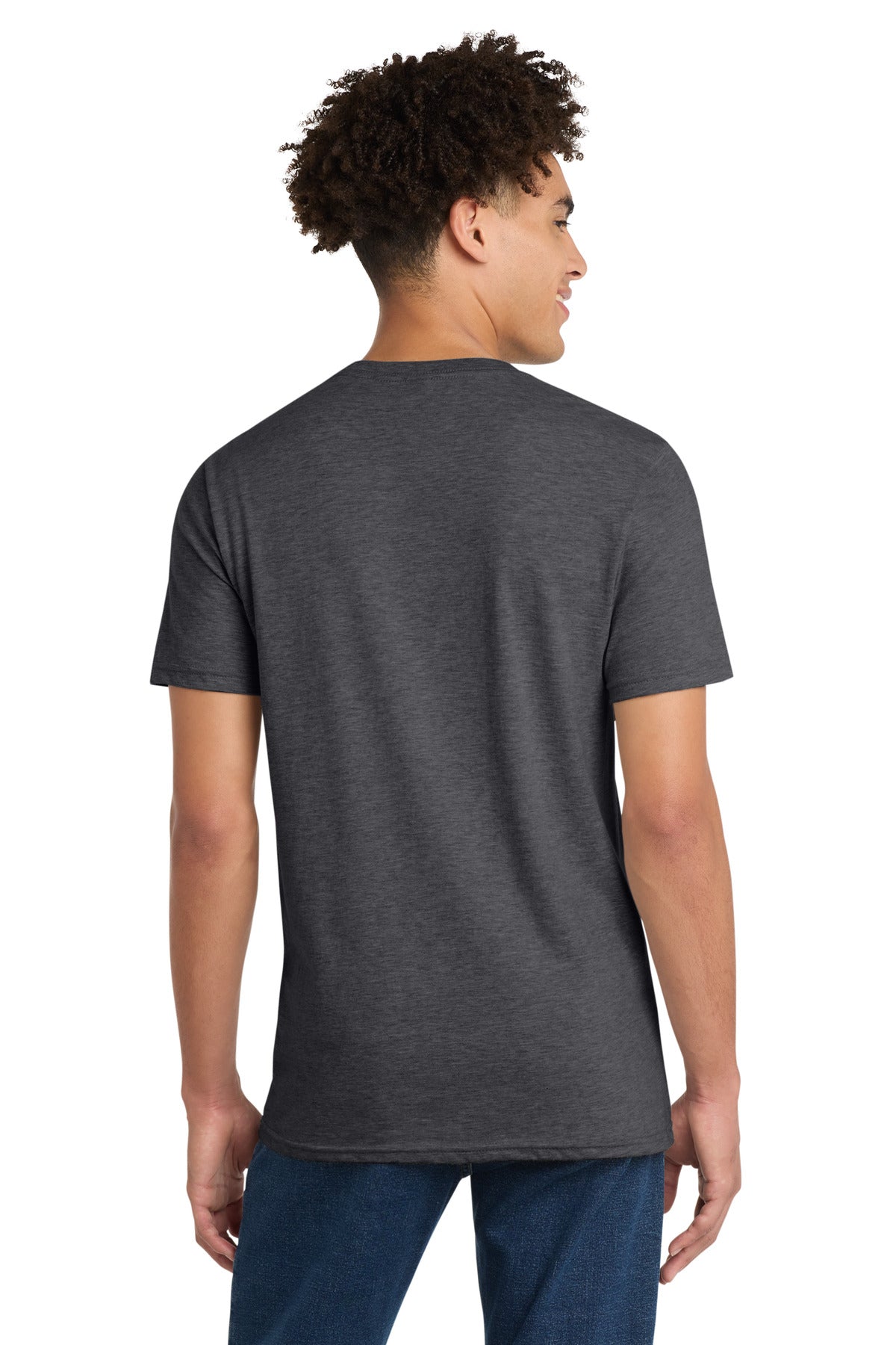 Custom Embroidered District T-Shirts  in Heathered Charcoal