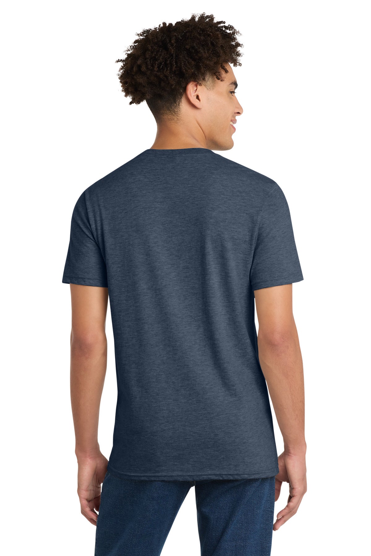 Custom Embroidered District T-Shirts  in Heathered Navy