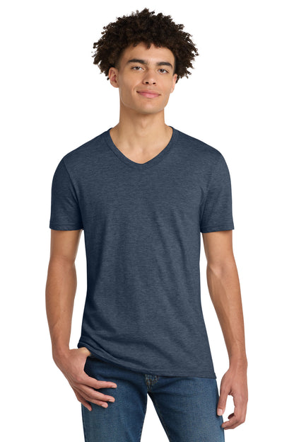 Custom Embroidered District T-Shirts  in Heathered Navy