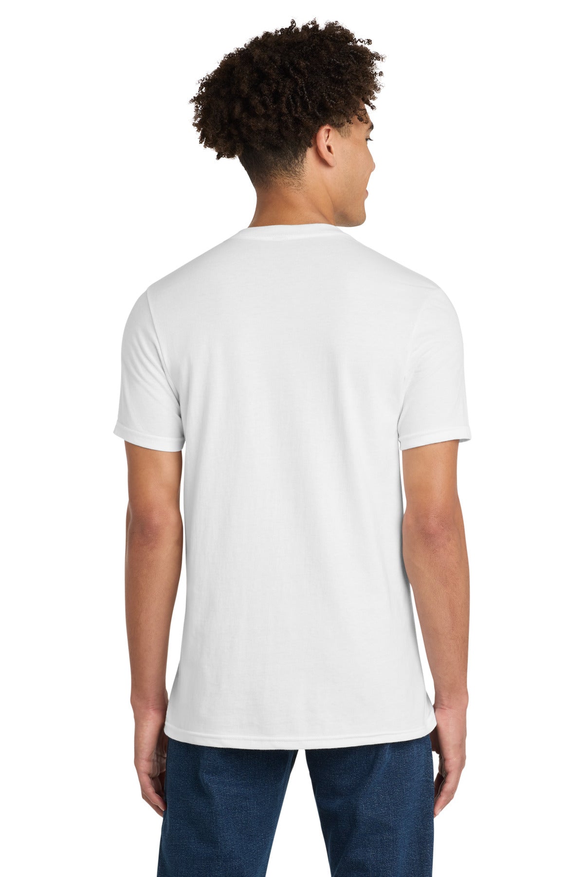 Custom Embroidered District T-Shirts  in White