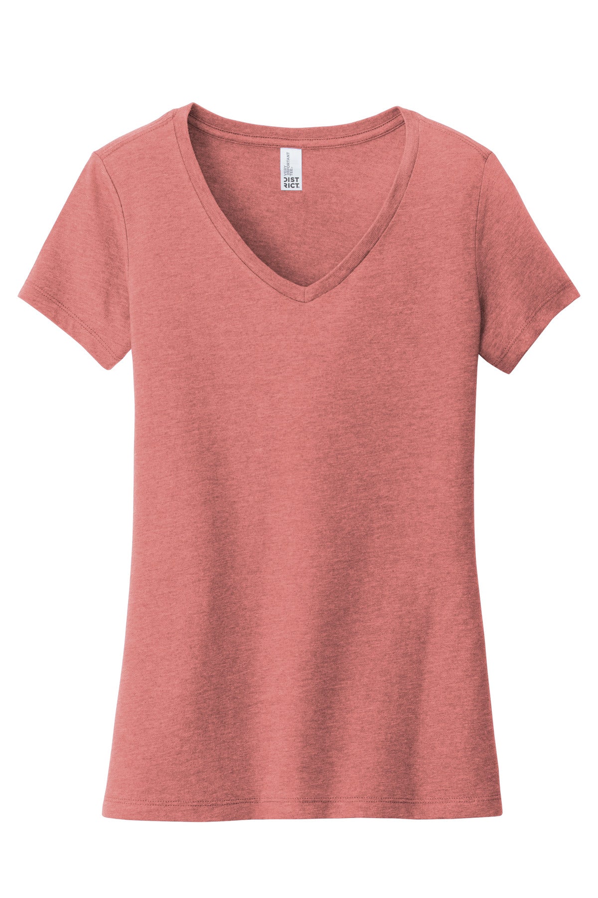 Custom Embroidered District T-Shirts  in Blush Frost