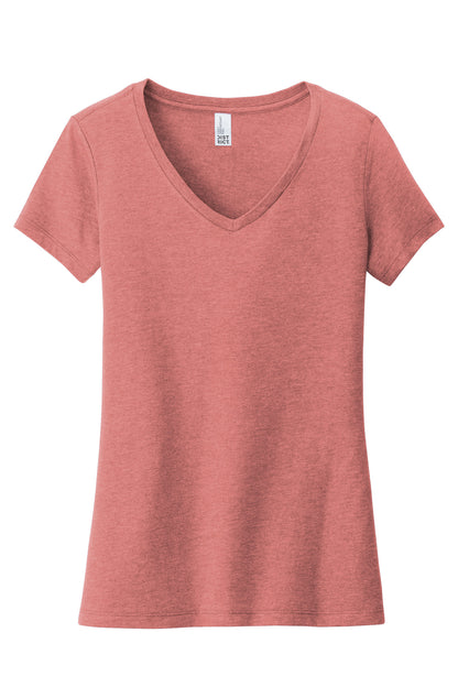 Custom Embroidered District T-Shirts  in Blush Frost