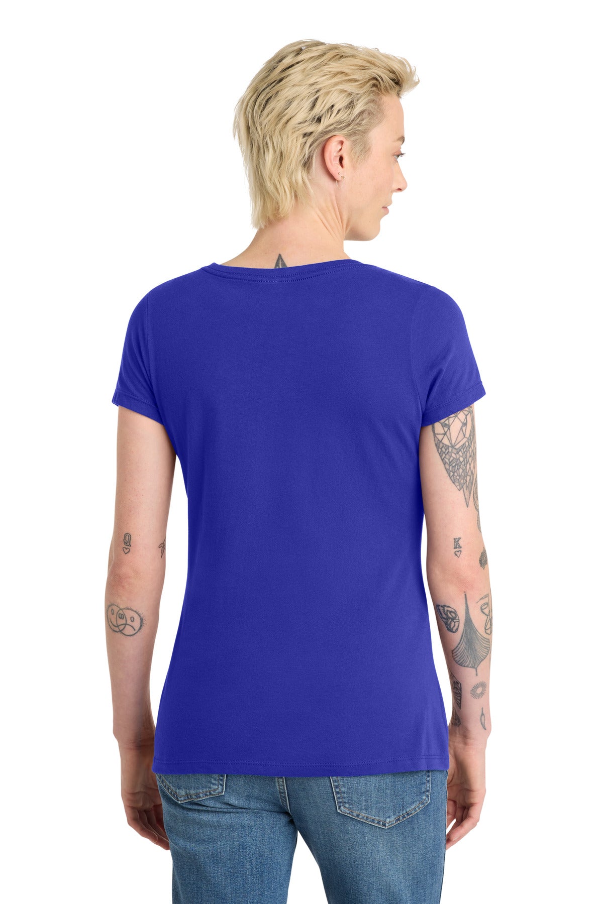 Custom Embroidered District T-Shirts  in Deep Royal
