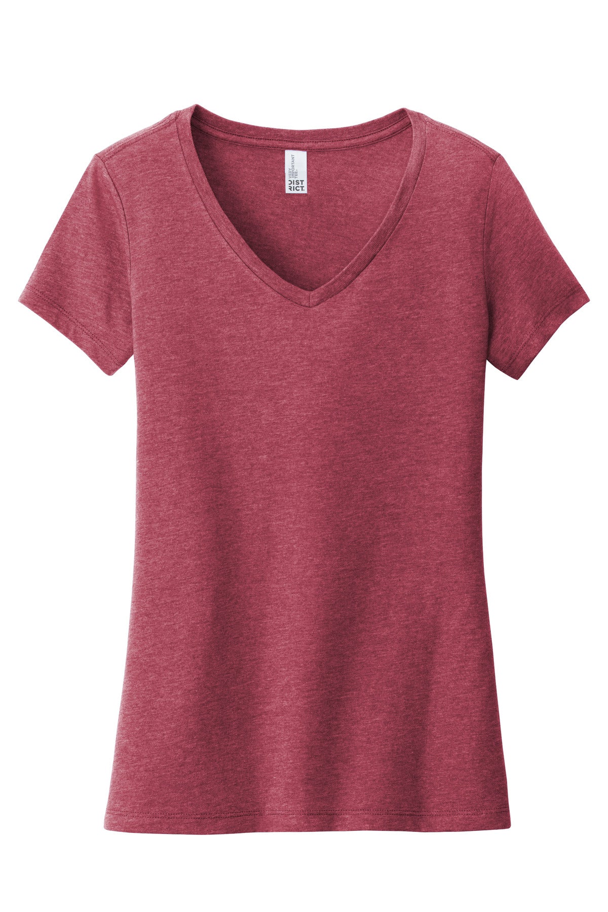 Custom Embroidered District T-Shirts  in Heathered Cardinal