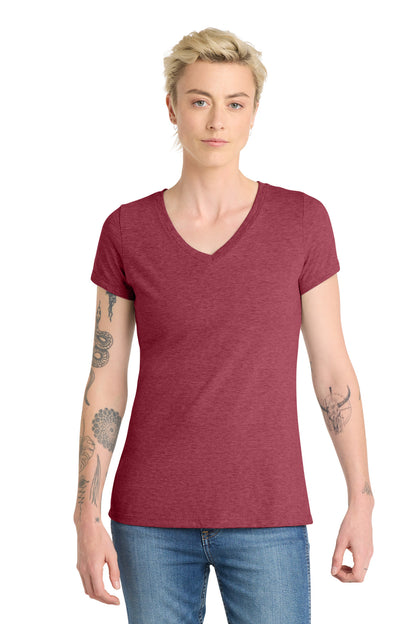 Custom Embroidered District T-Shirts  in Heathered Cardinal