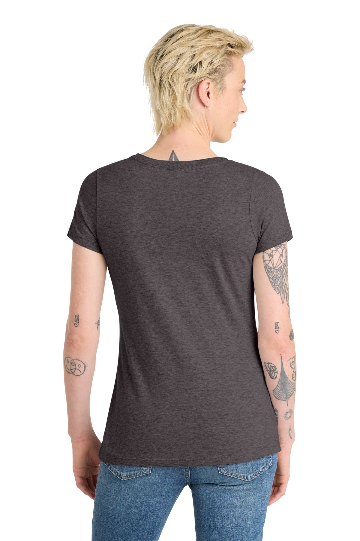 Custom Embroidered District T-Shirts  in Heathered Charcoal