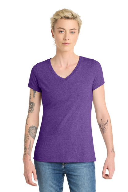 Custom Embroidered District T-Shirts  in Heathered Purple