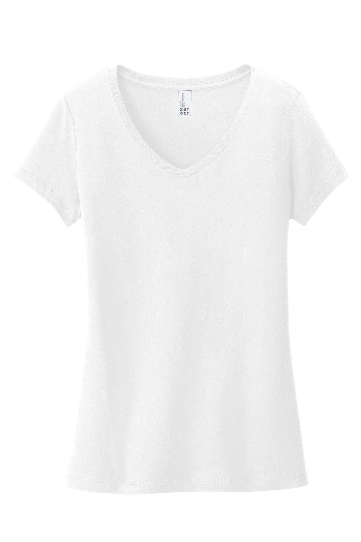 Custom Embroidered District T-Shirts  in White