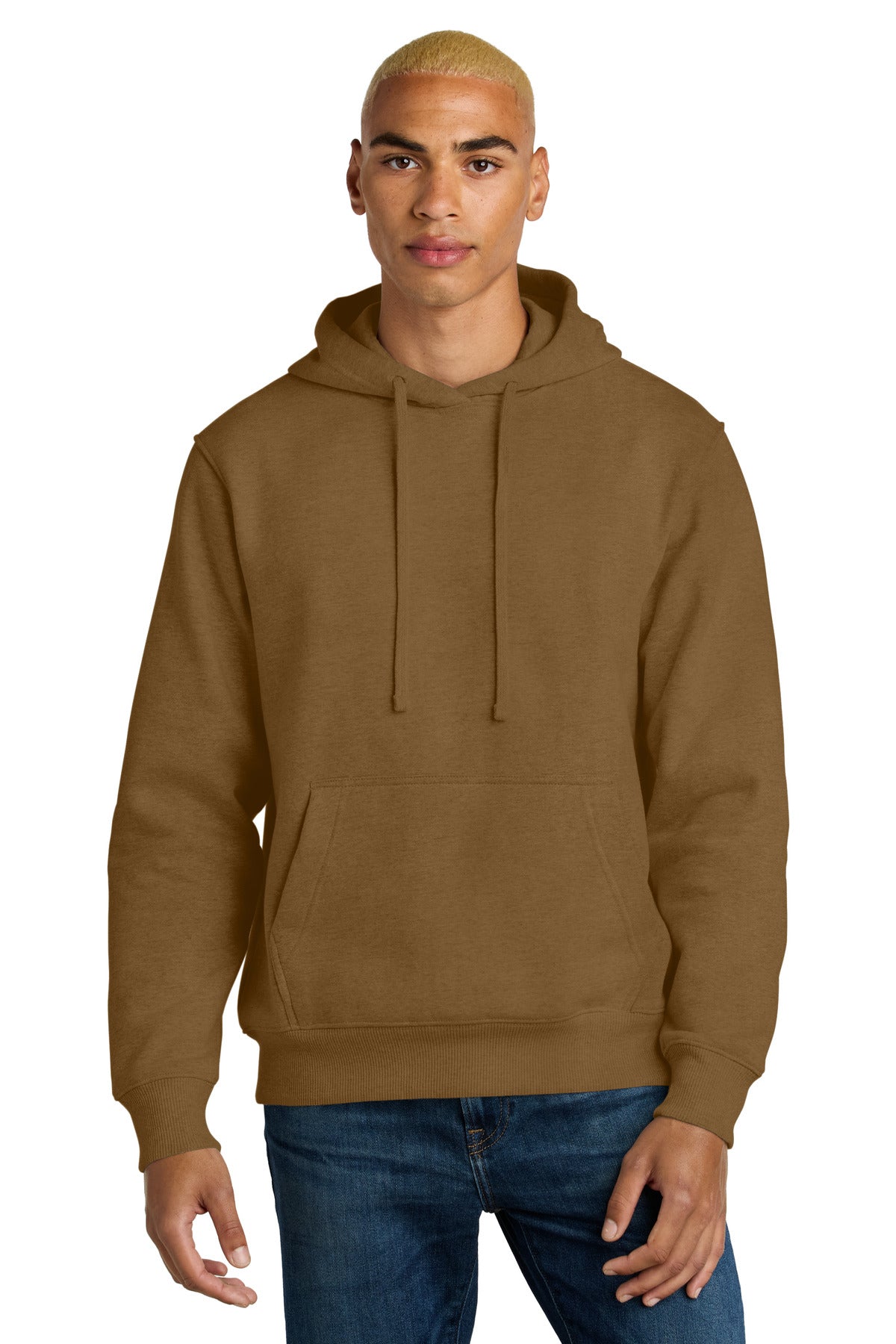 Custom Embroidered District Sweatshirts in Duck Brown