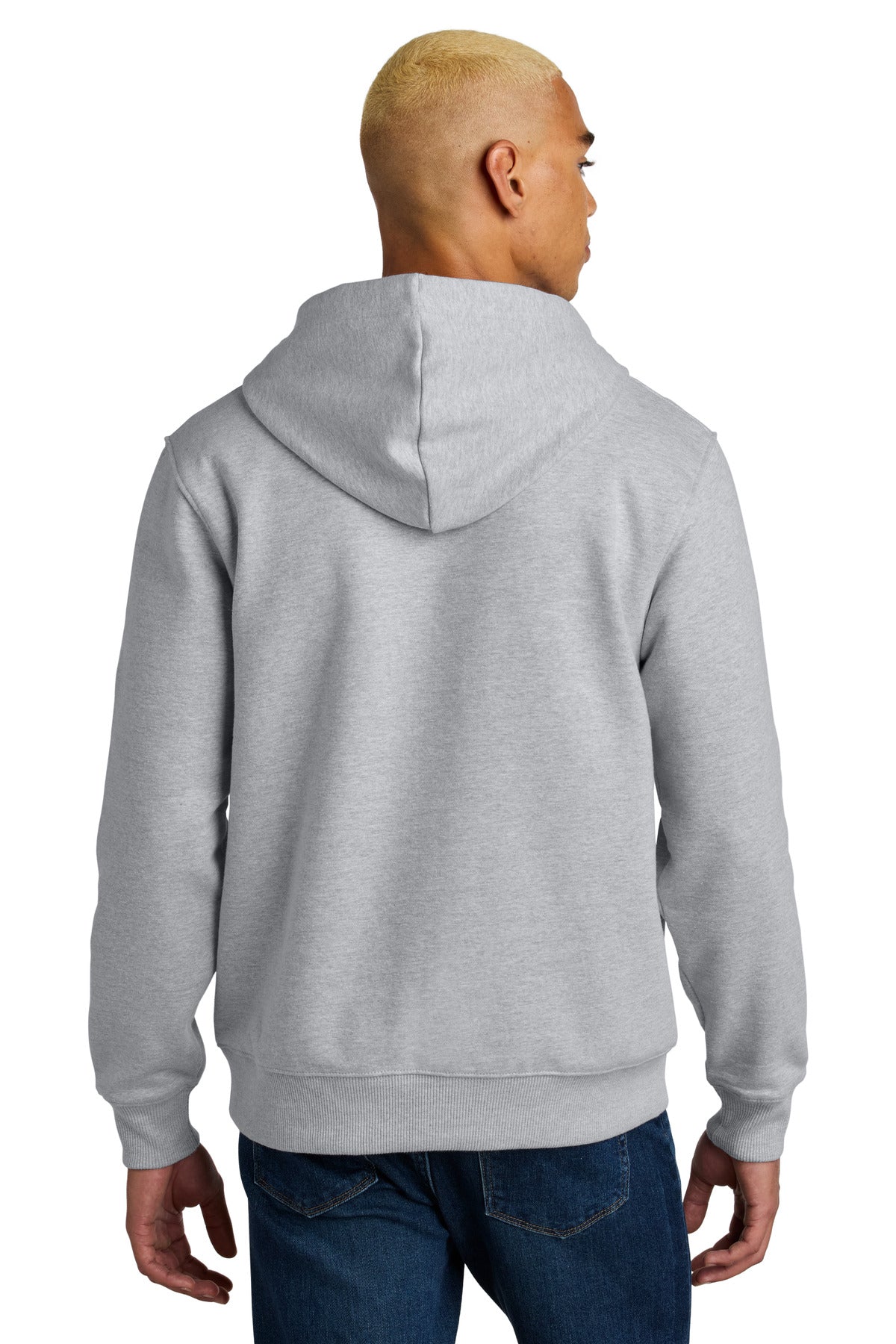 Custom Embroidered District Sweatshirts in Light Heather Grey