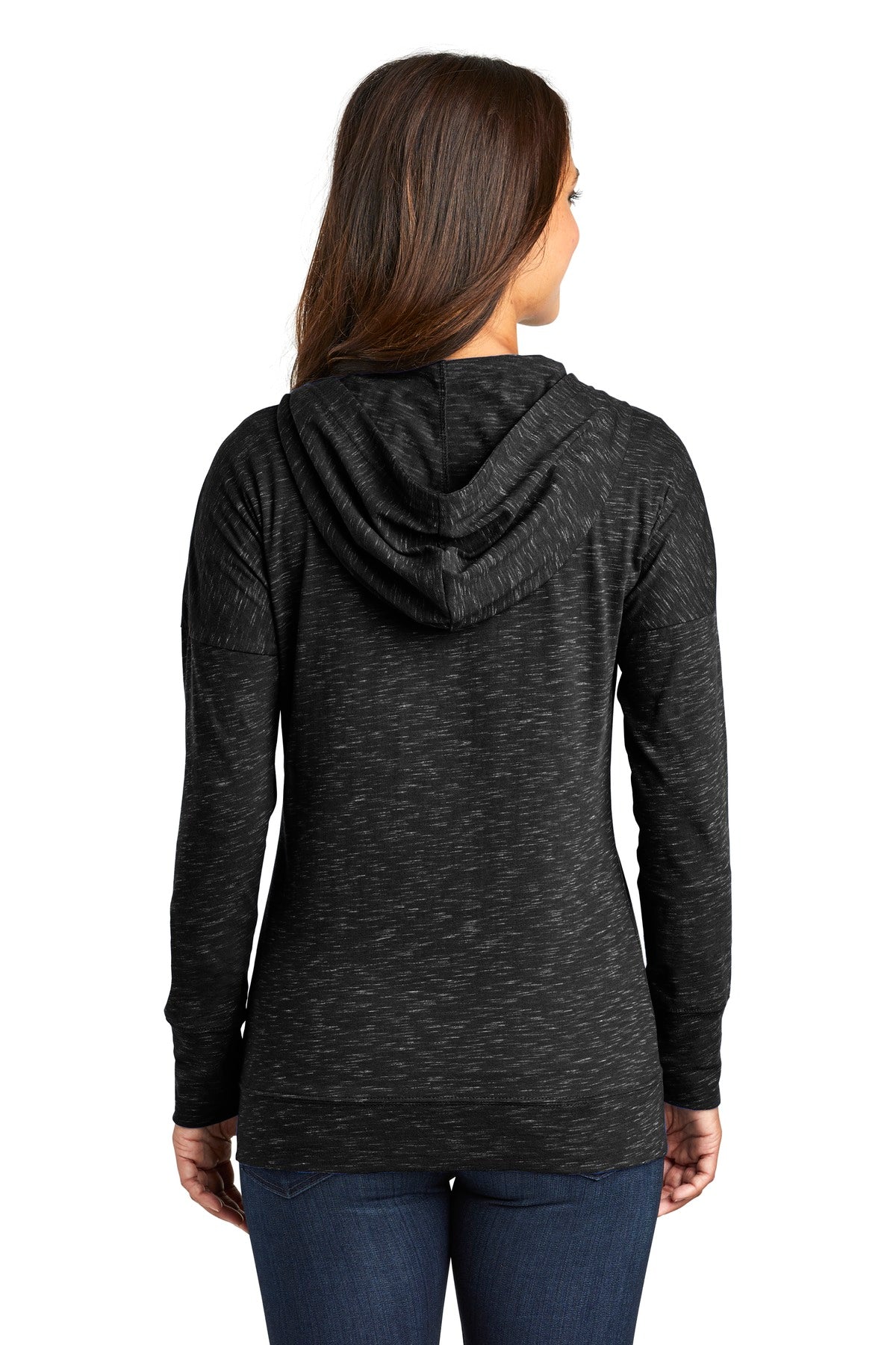 Custom Embroidered District  Women's Medal Full-Zip Hoodie. DT665,Black