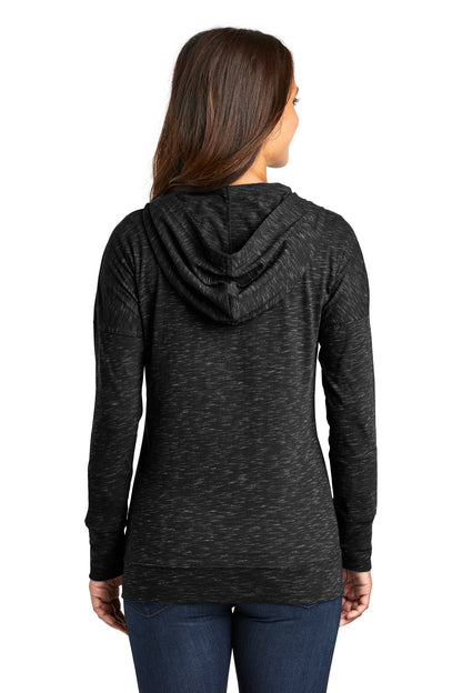 Custom Embroidered District  Women's Medal Full-Zip Hoodie. DT665,Black