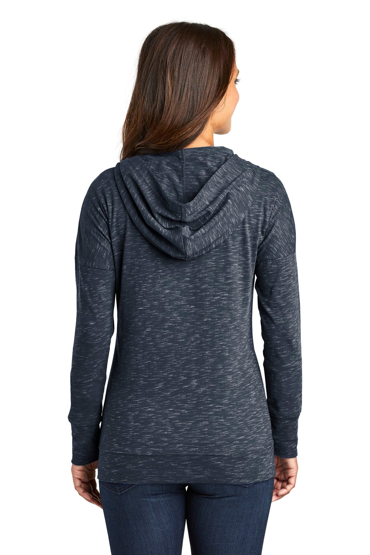 Custom Embroidered District  Women's Medal Full-Zip Hoodie. DT665,New Navy