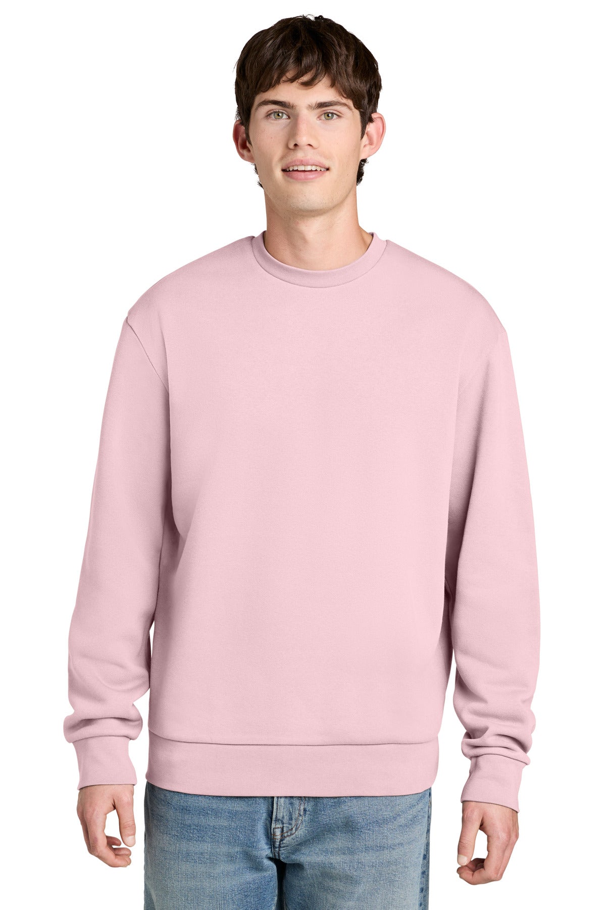 Custom Embroidered District Sweatshirts in Carnation Pink