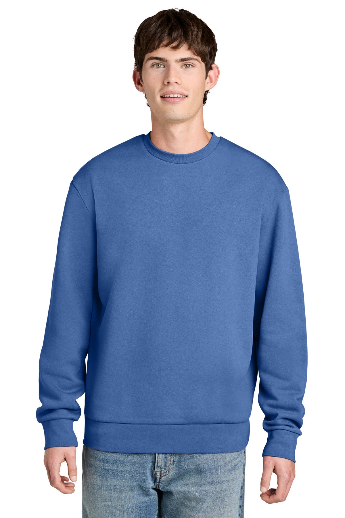 Custom Embroidered District Sweatshirts in Cornflower Blue