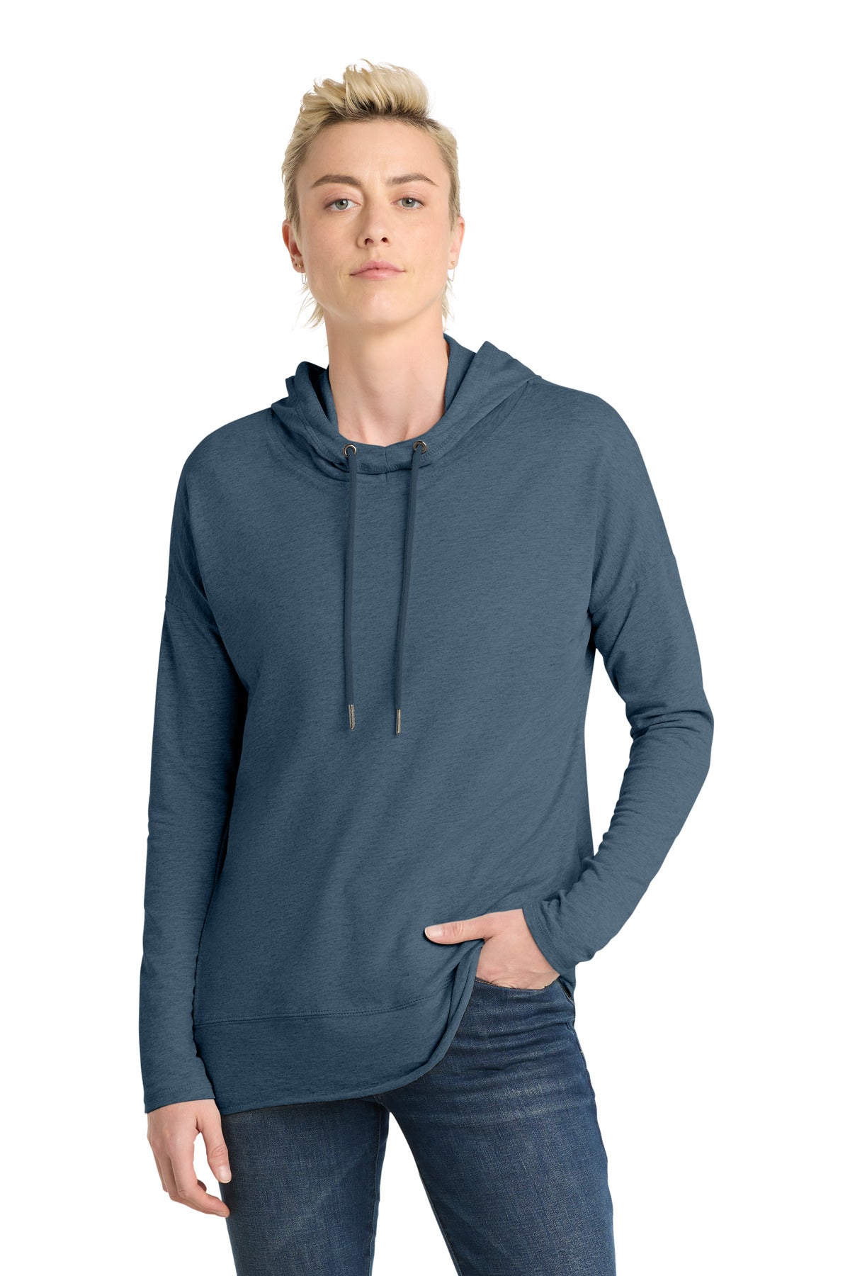Custom Embroidered District Sweatshirts/Fleece in Washed Indigo