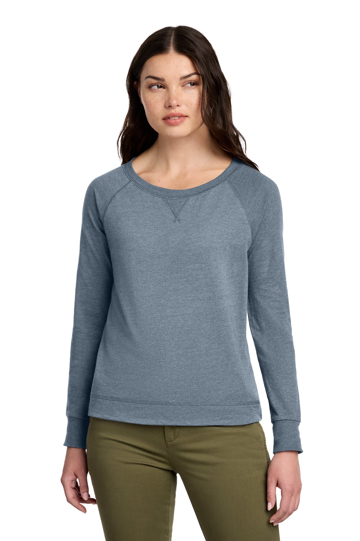 Custom Embroidered District Sweatshirts/Fleece in Flint Blue Heather