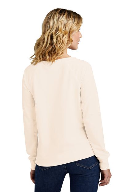 Custom Embroidered District Women's Featherweight French Terry Long Sleeve Crewneck DT672,Gardenia