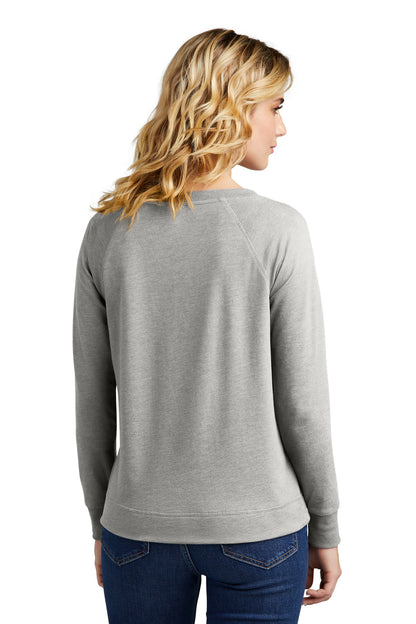 Custom Embroidered District Women's Featherweight French Terry Long Sleeve Crewneck DT672,Light Heather Grey