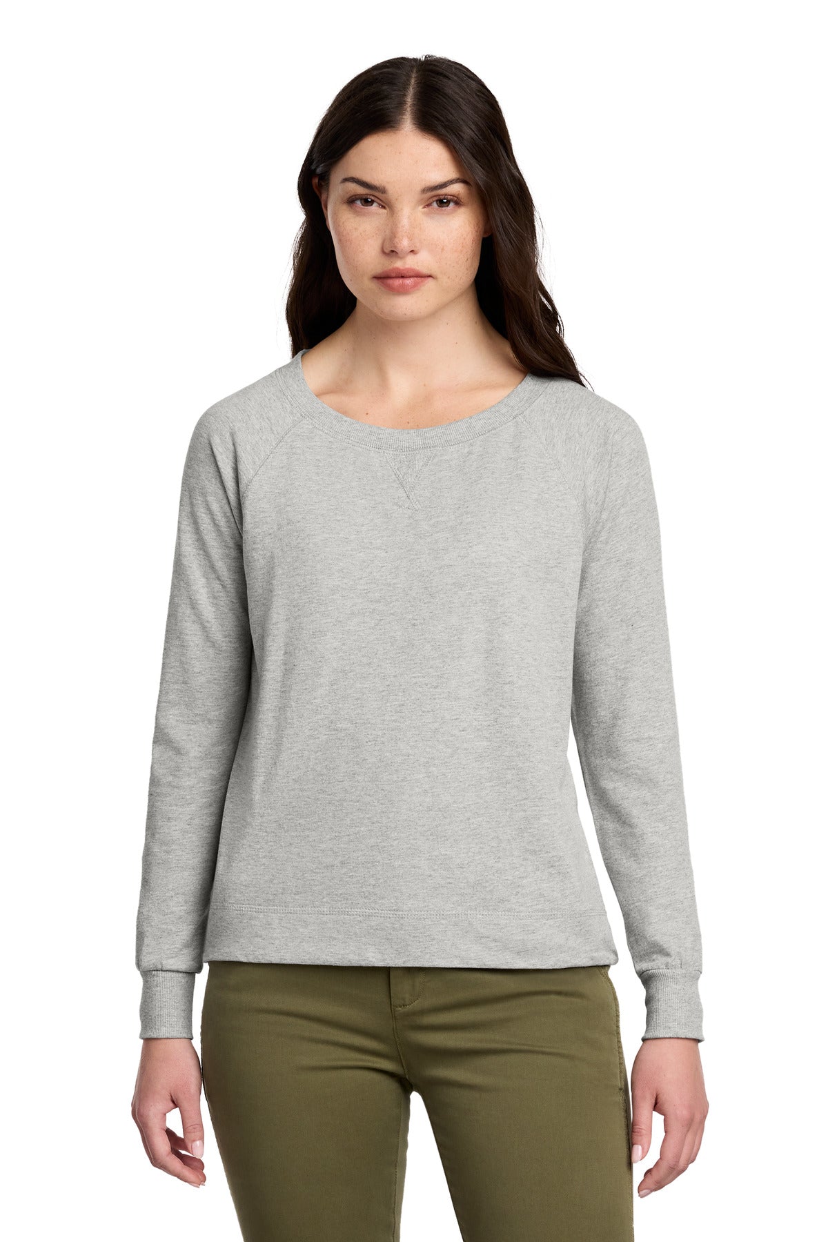 Custom Embroidered District Sweatshirts/Fleece in Light Heather Grey